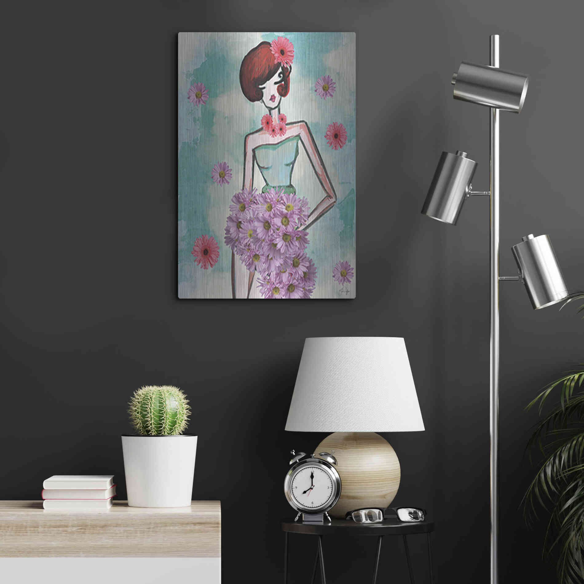 Luxe Metal Art 'Donna Fleur' by Yass Naffas Designs, Metal Wall Art,16x24