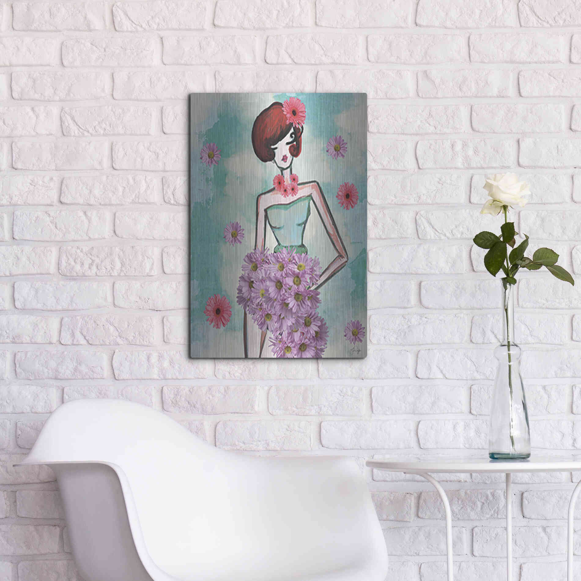 Luxe Metal Art 'Donna Fleur' by Yass Naffas Designs, Metal Wall Art,16x24