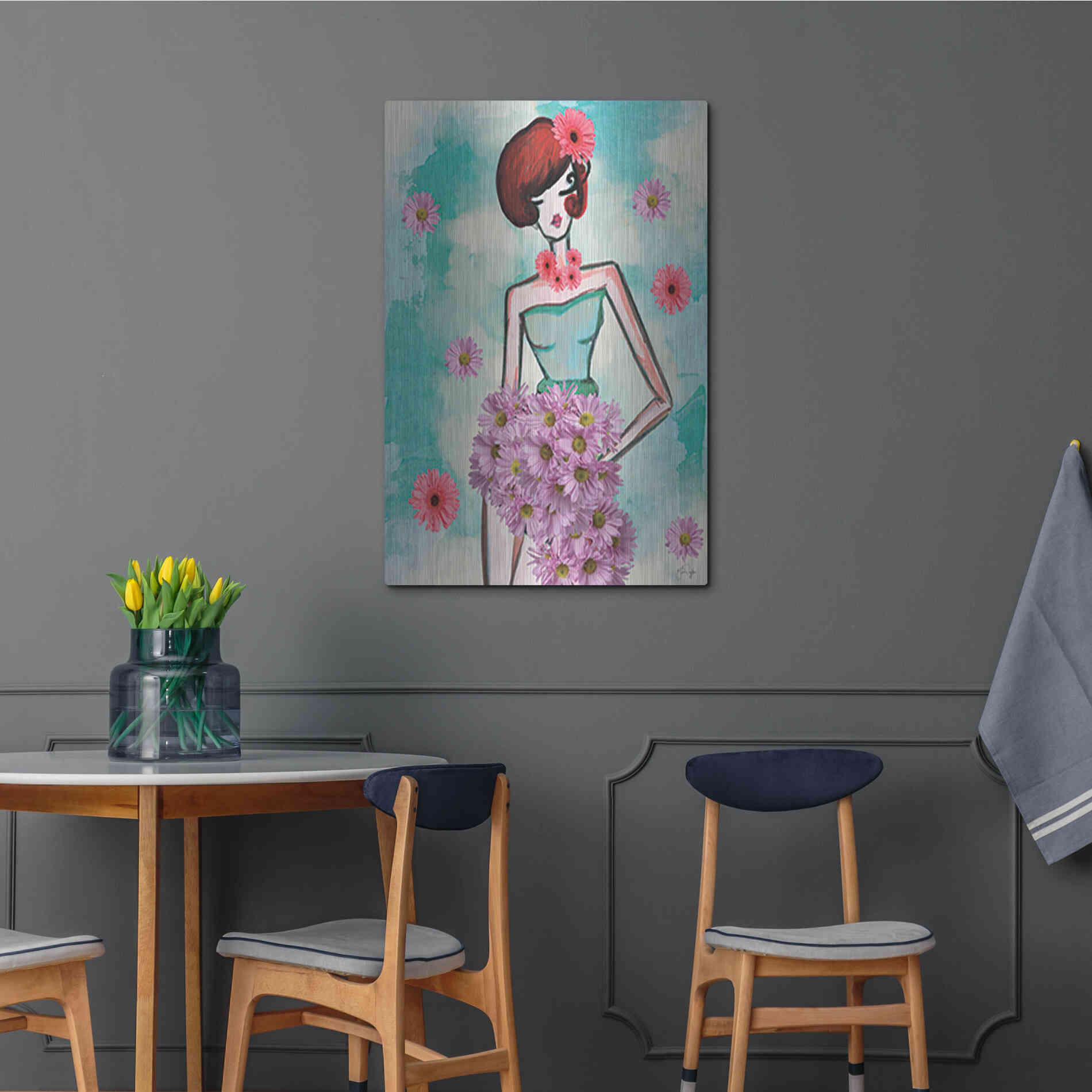 Luxe Metal Art 'Donna Fleur' by Yass Naffas Designs, Metal Wall Art,24x36