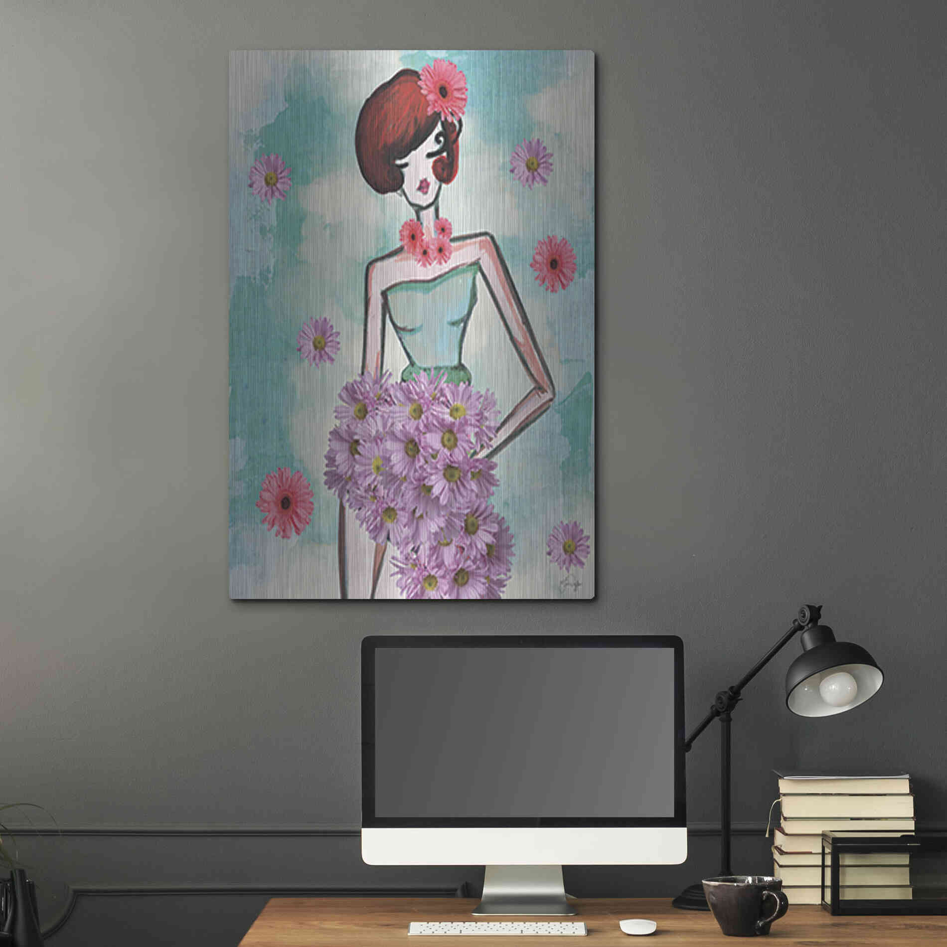 Luxe Metal Art 'Donna Fleur' by Yass Naffas Designs, Metal Wall Art,24x36