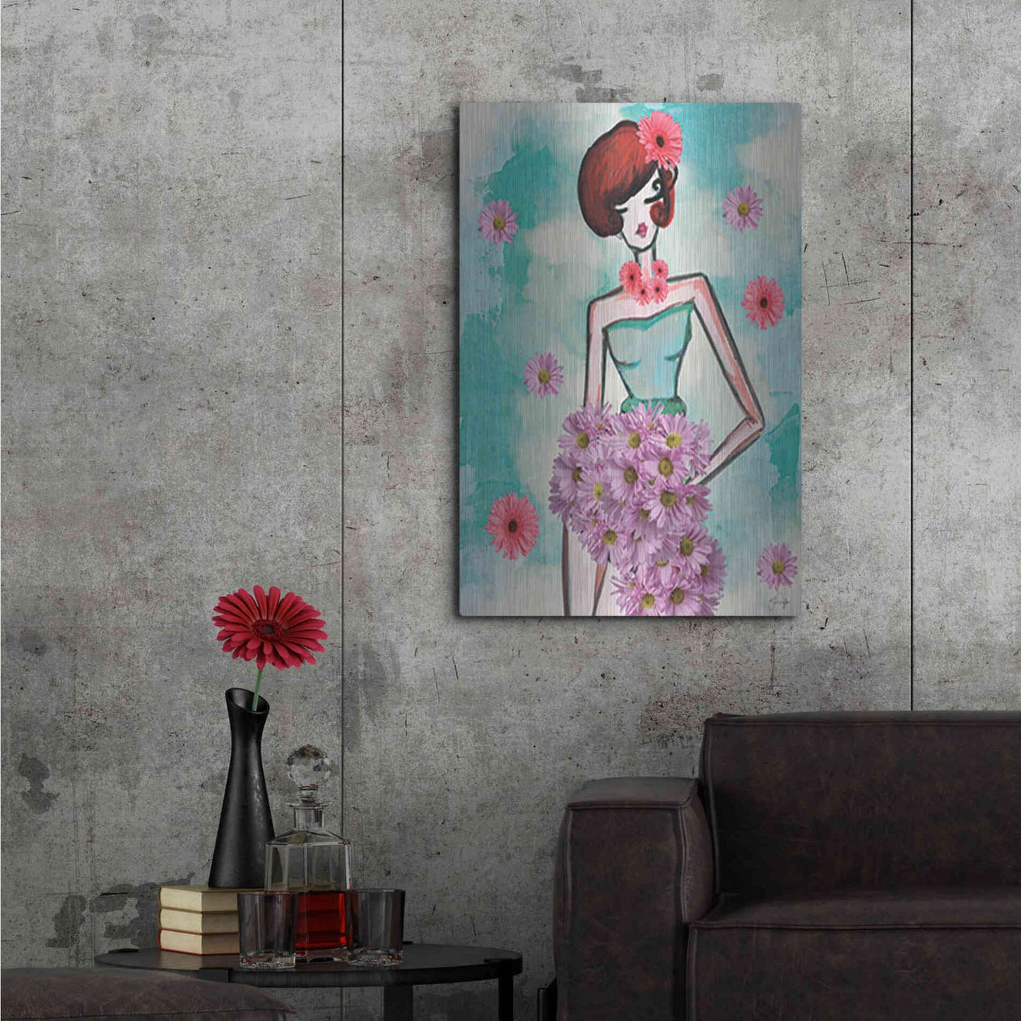 Luxe Metal Art 'Donna Fleur' by Yass Naffas Designs, Metal Wall Art,24x36