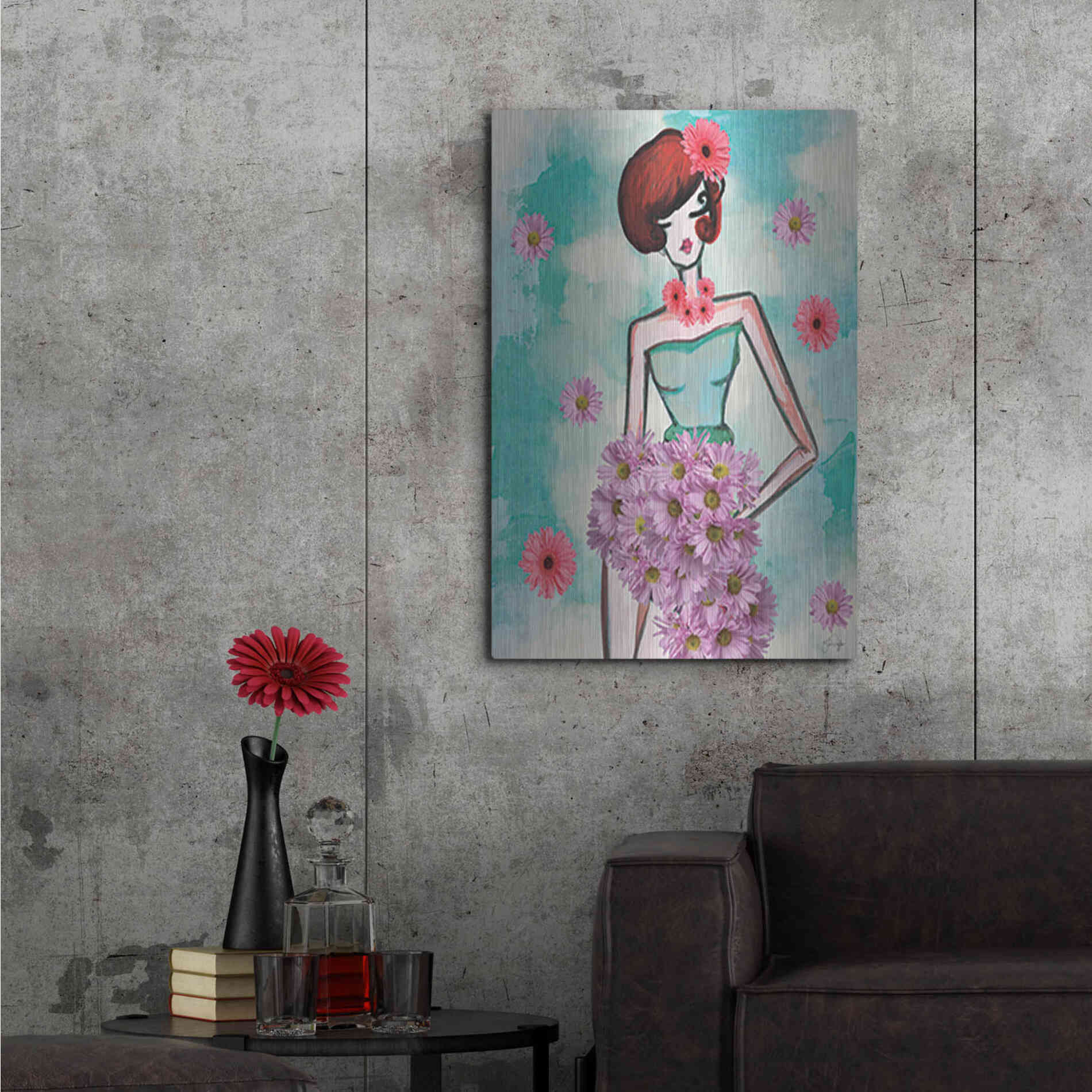 Luxe Metal Art 'Donna Fleur' by Yass Naffas Designs, Metal Wall Art,24x36