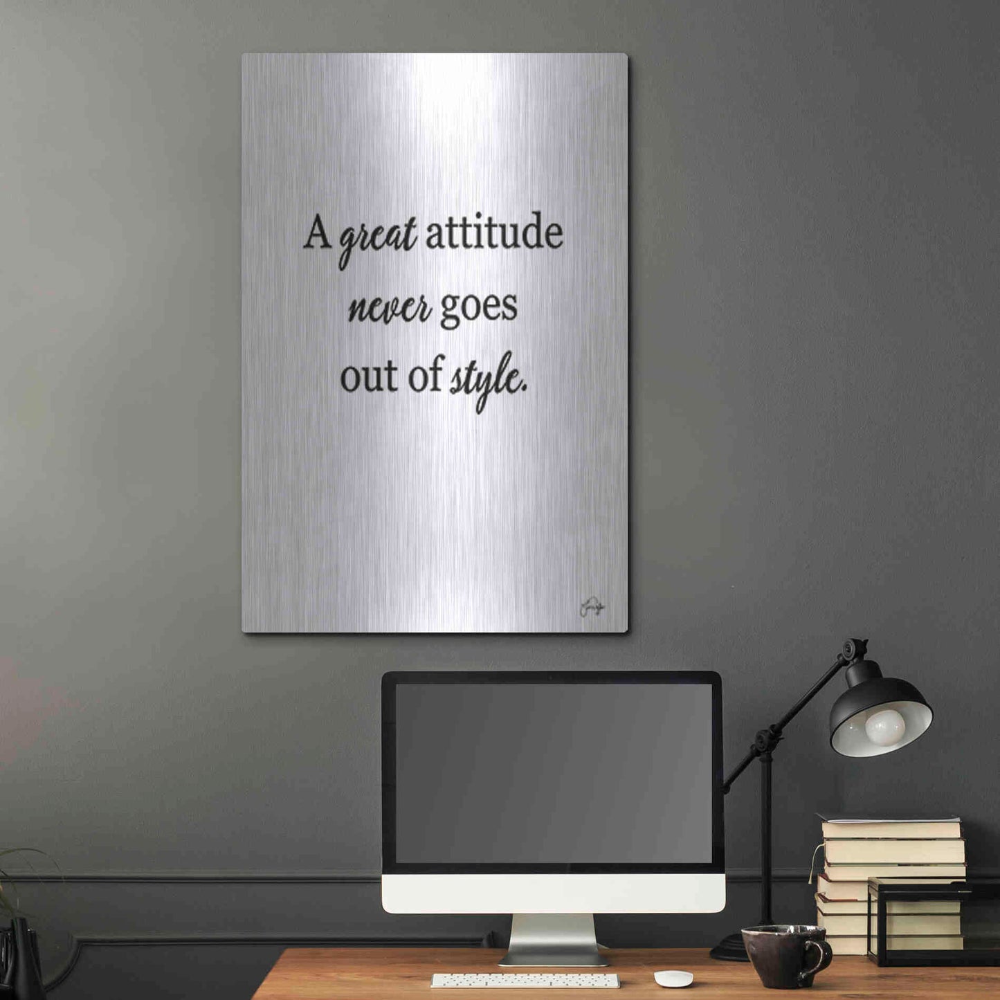 Luxe Metal Art 'A Great Attitude' by Yass Naffas Designs, Metal Wall Art,24x36