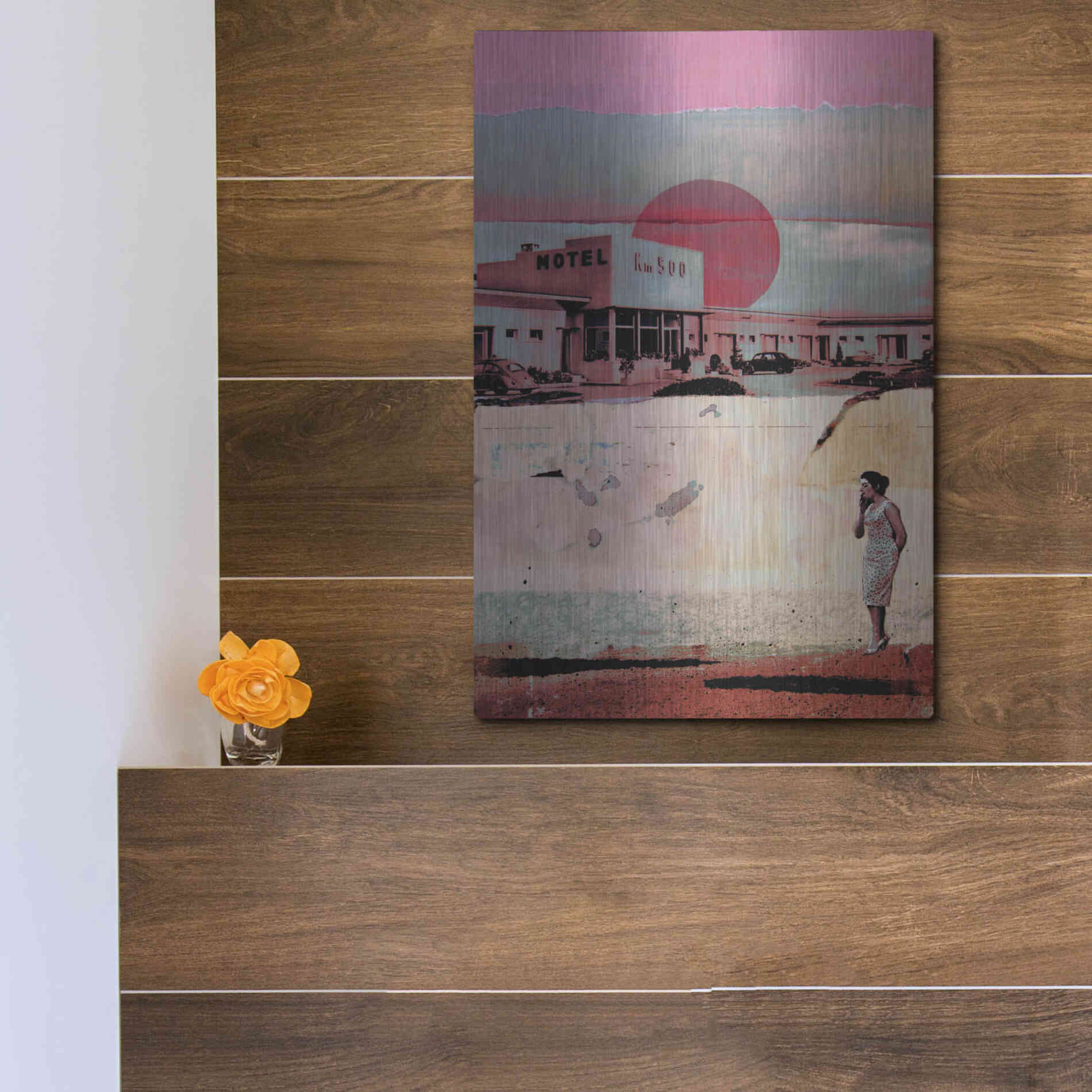 Luxe Metal Art 'Motel 500' by DB Waterman, Metal Wall Art,12x16