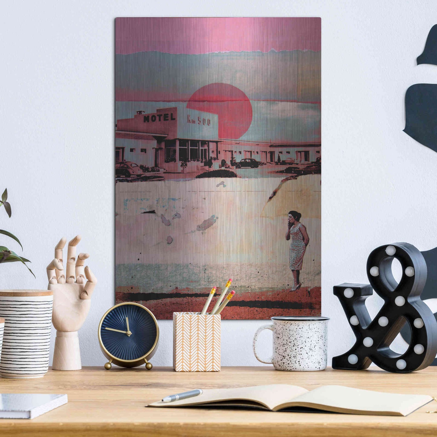 Luxe Metal Art 'Motel 500' by DB Waterman, Metal Wall Art,12x16