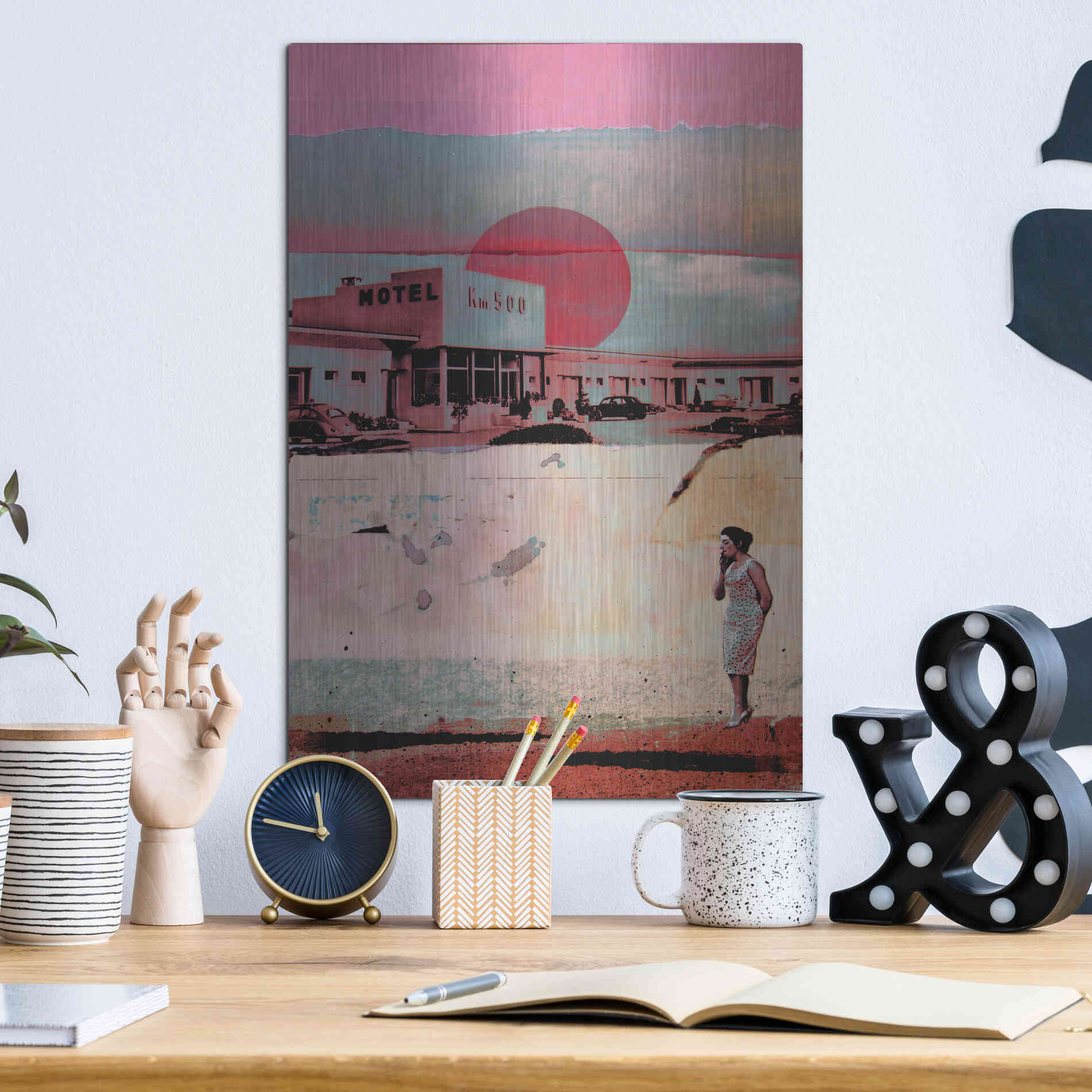 Luxe Metal Art 'Motel 500' by DB Waterman, Metal Wall Art,12x16