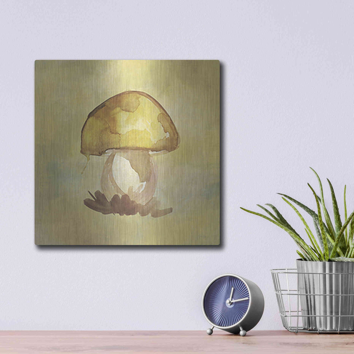 Luxe Metal Art 'Treasured Mushroom' by Yass Naffas Designs, Metal Wall Art,12x12