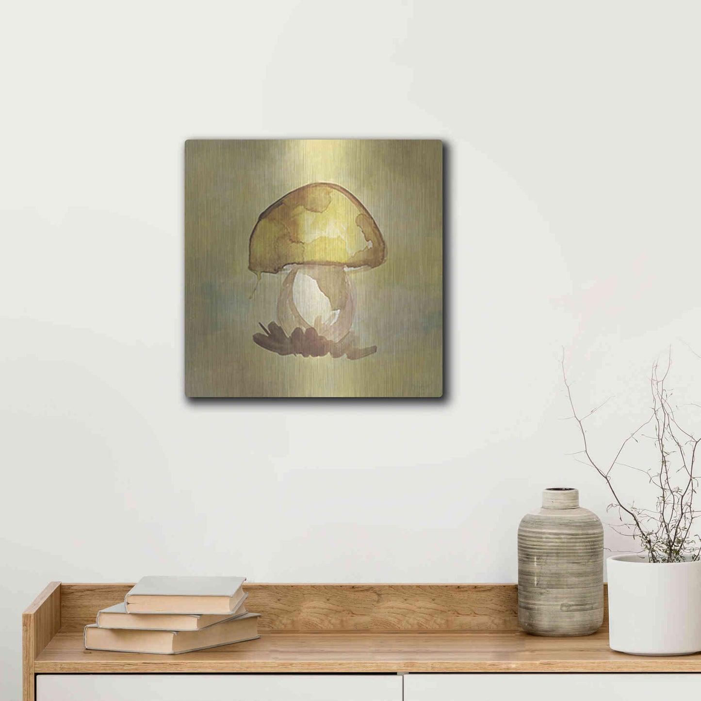 Luxe Metal Art 'Treasured Mushroom' by Yass Naffas Designs, Metal Wall Art,12x12
