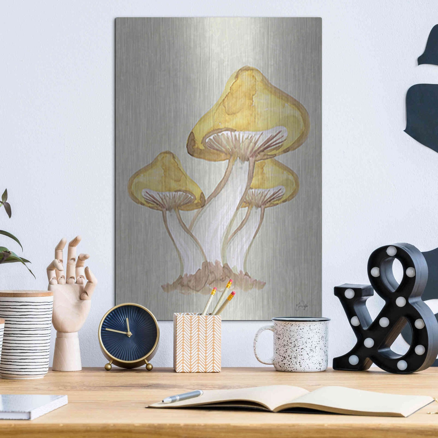 Luxe Metal Art 'Calming Mushrooms' by Yass Naffas Designs, Metal Wall Art,12x16