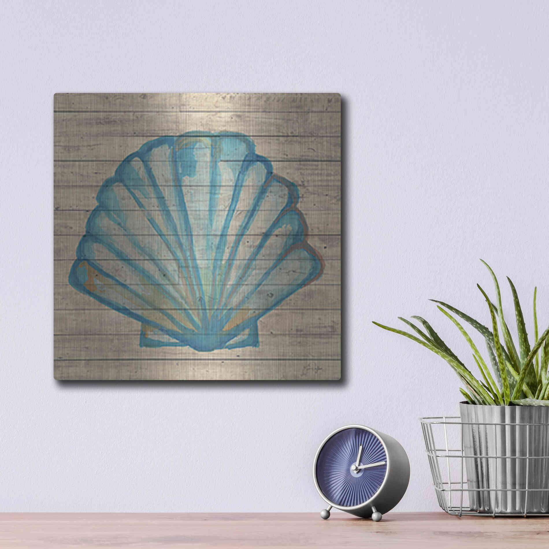 Luxe Metal Art 'A Seashell Wish' by Yass Naffas Designs, Metal Wall Art,12x12