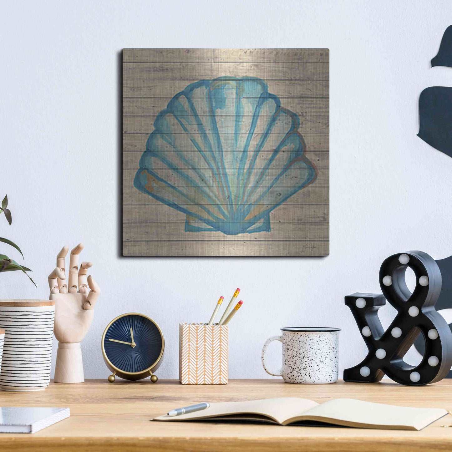 Luxe Metal Art 'A Seashell Wish' by Yass Naffas Designs, Metal Wall Art,12x12