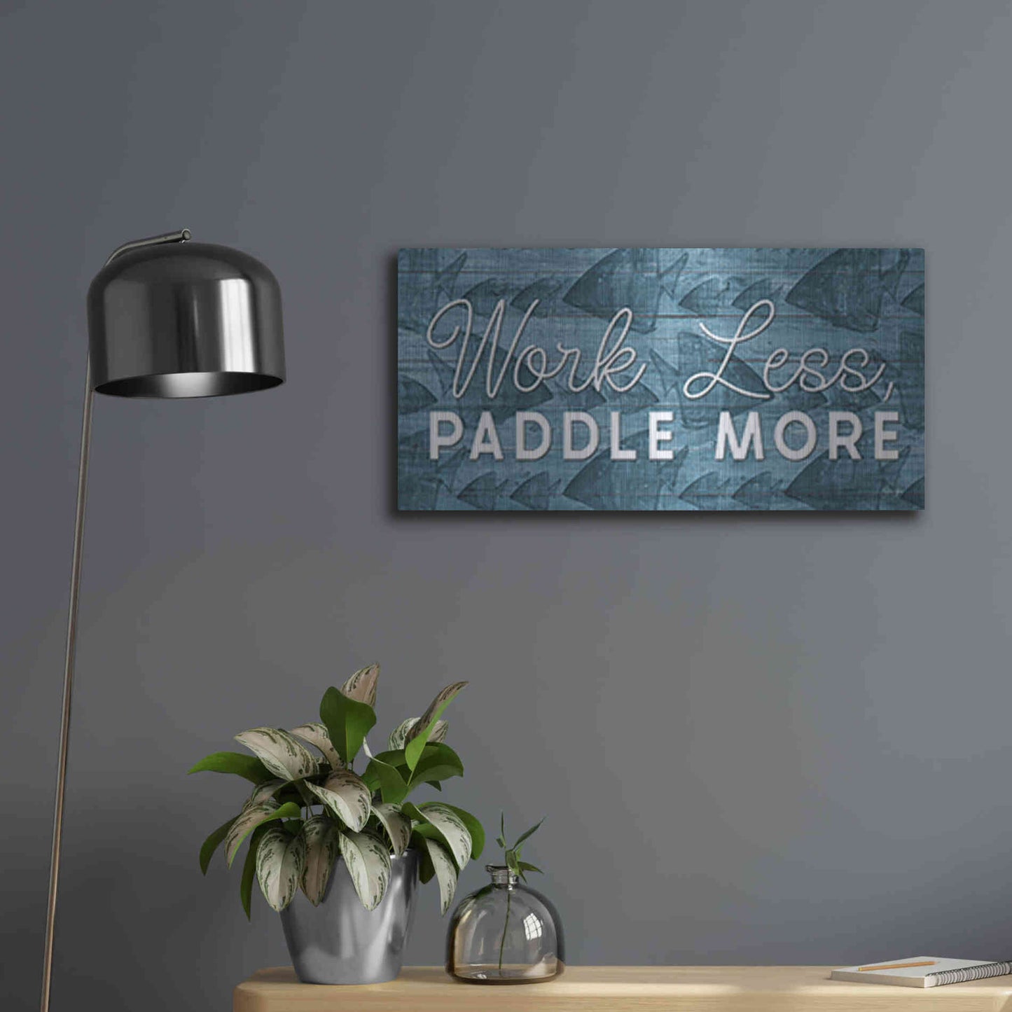 Luxe Metal Art 'Work Less, Paddle More' by Yass Naffas Designs, Metal Wall Art,24x12