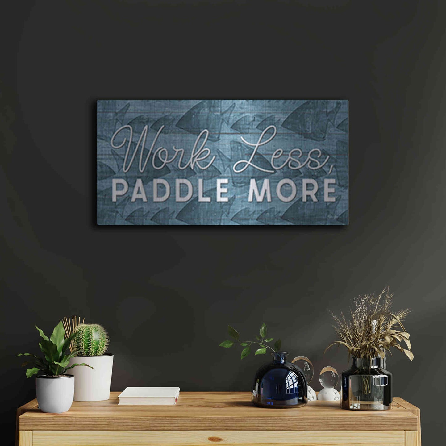 Luxe Metal Art 'Work Less, Paddle More' by Yass Naffas Designs, Metal Wall Art,24x12