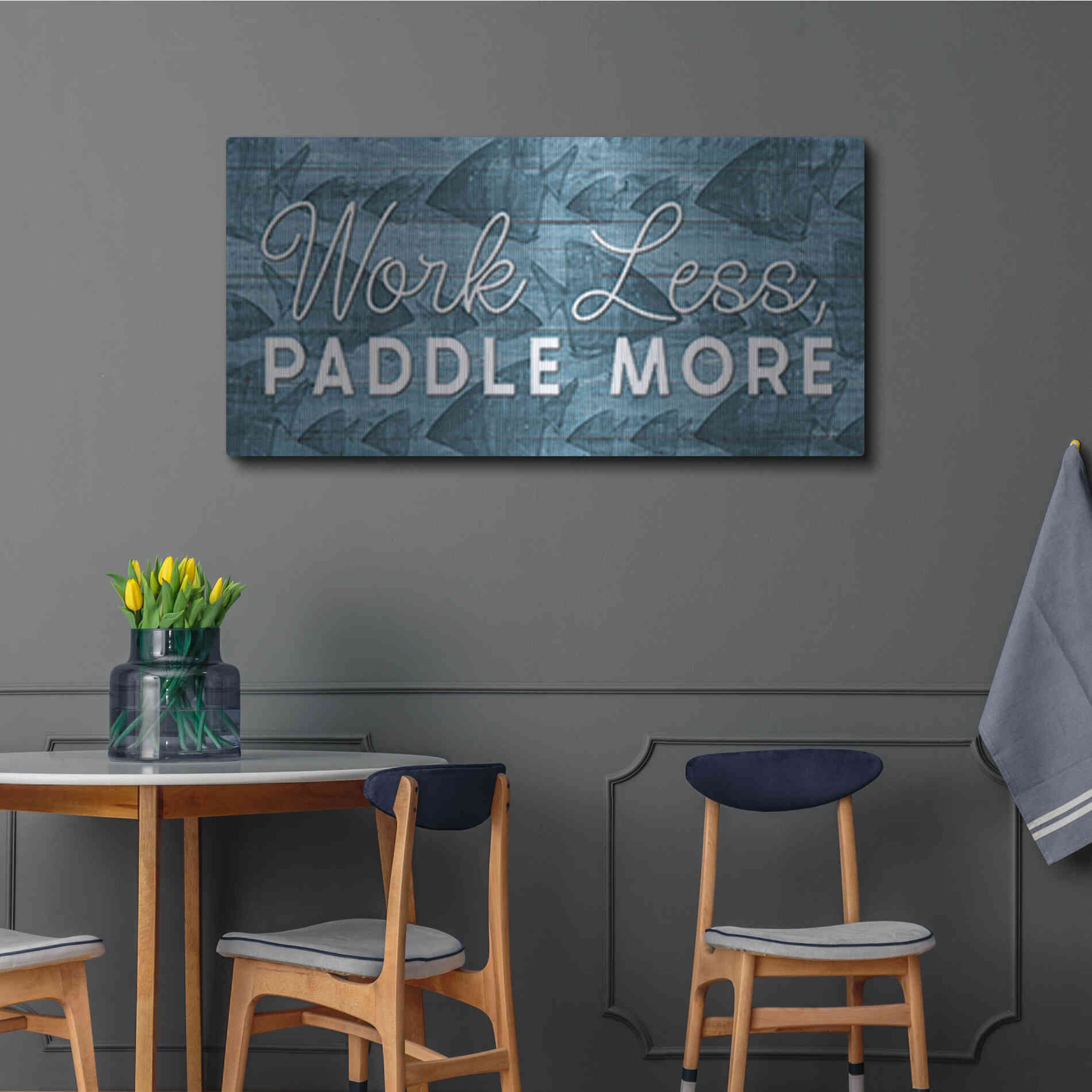 Luxe Metal Art 'Work Less, Paddle More' by Yass Naffas Designs, Metal Wall Art,48x24