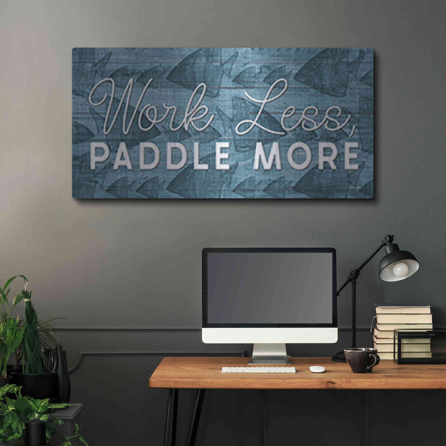Luxe Metal Art 'Work Less, Paddle More' by Yass Naffas Designs, Metal Wall Art,48x24