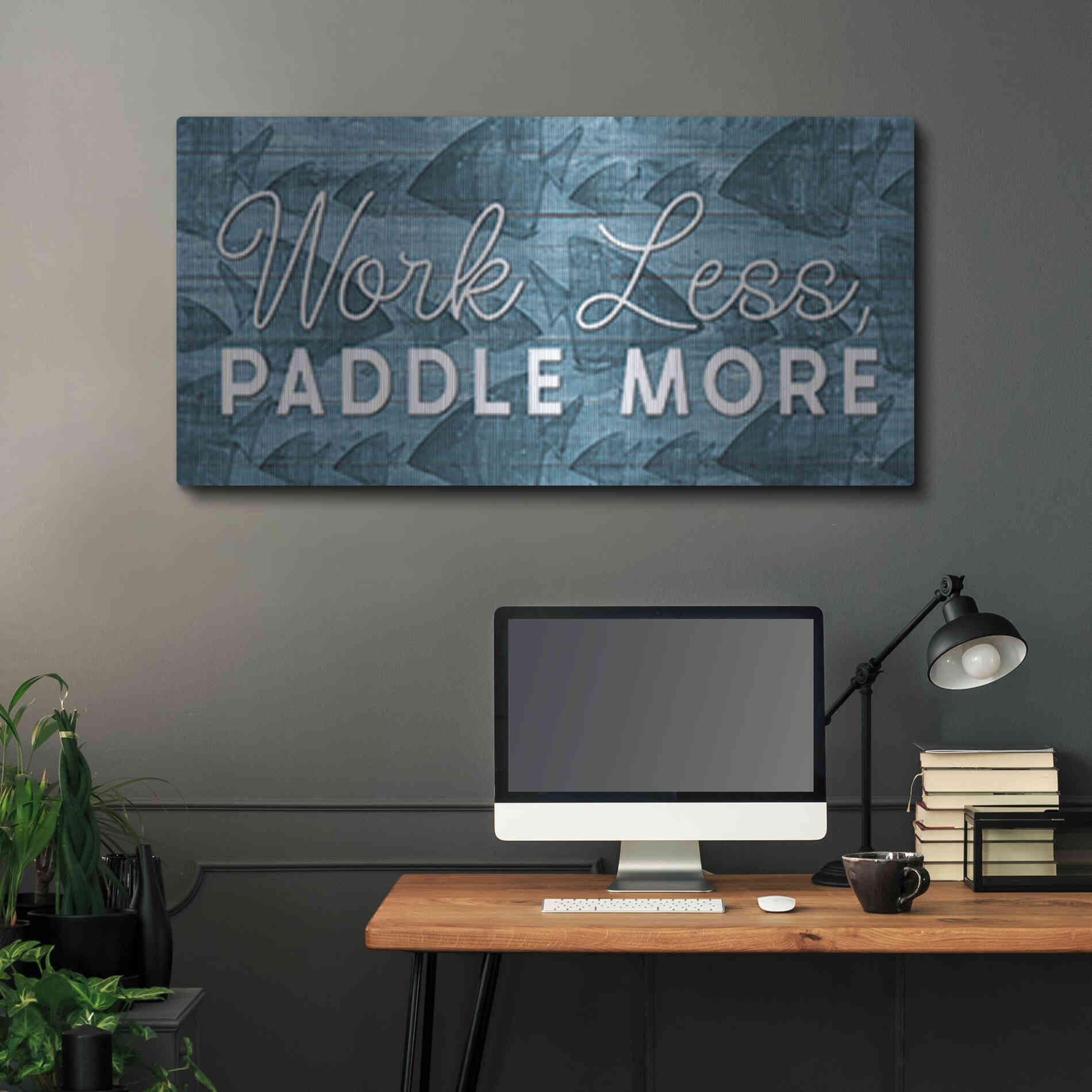 Luxe Metal Art 'Work Less, Paddle More' by Yass Naffas Designs, Metal Wall Art,48x24