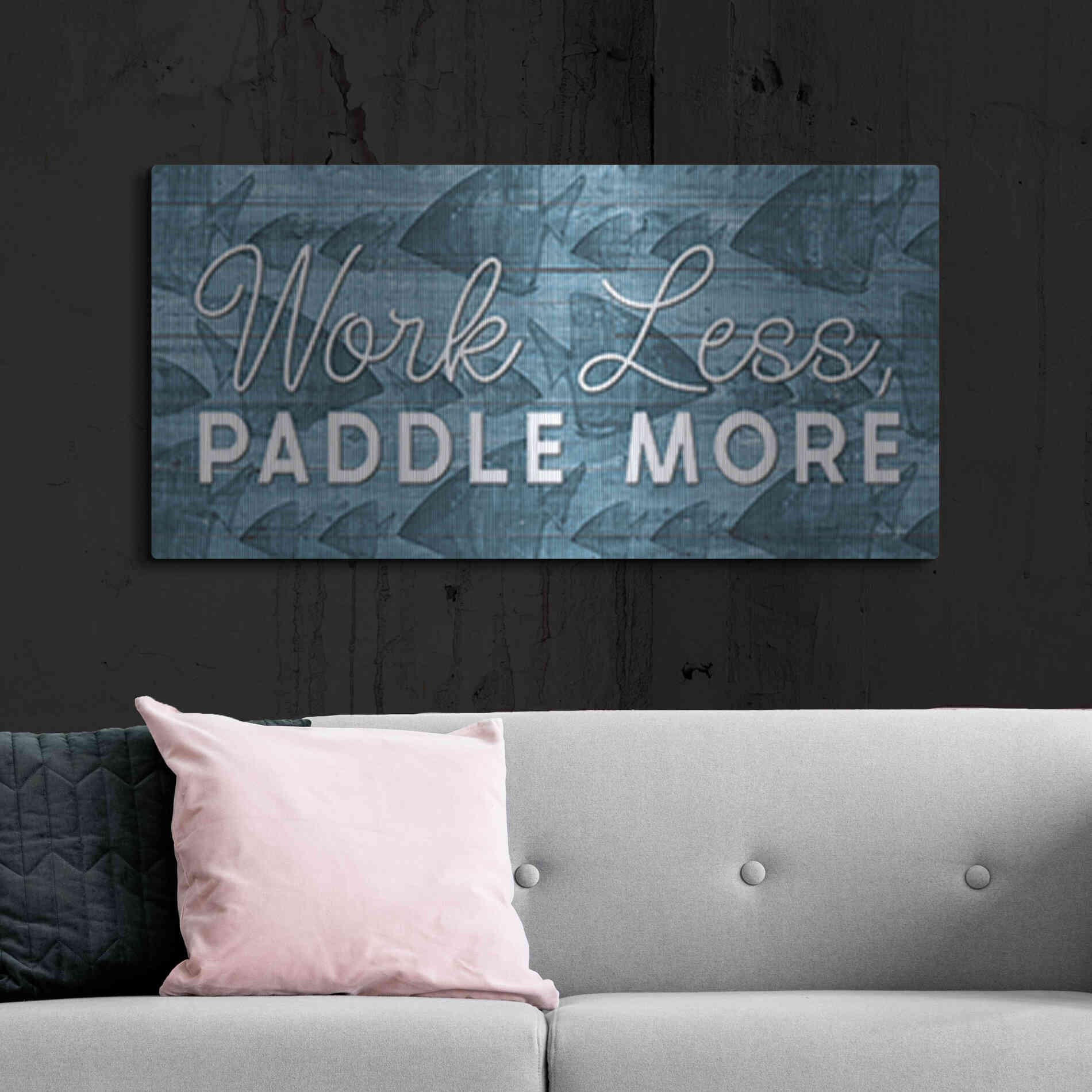 Luxe Metal Art 'Work Less, Paddle More' by Yass Naffas Designs, Metal Wall Art,48x24