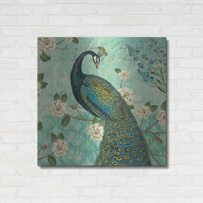 Luxe Metal Art 'Peacock Arbor VI Blue' by Sue Schlabach, Metal Wall Art,36x36