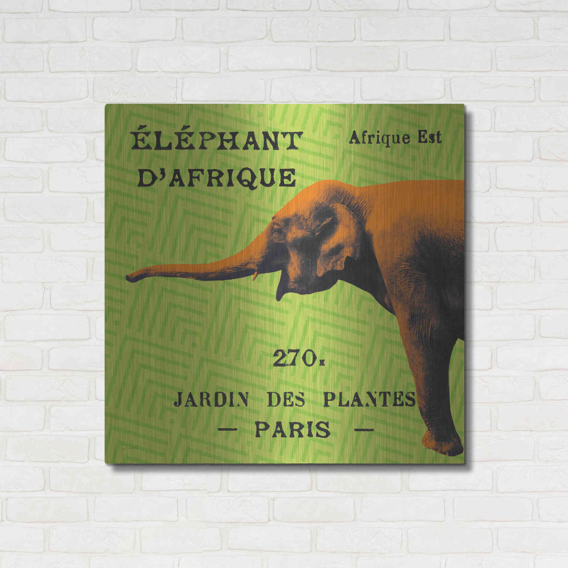 Luxe Metal Art 'Bright Safari Elephant' by Sue Schlabach, Metal Wall Art,36x36