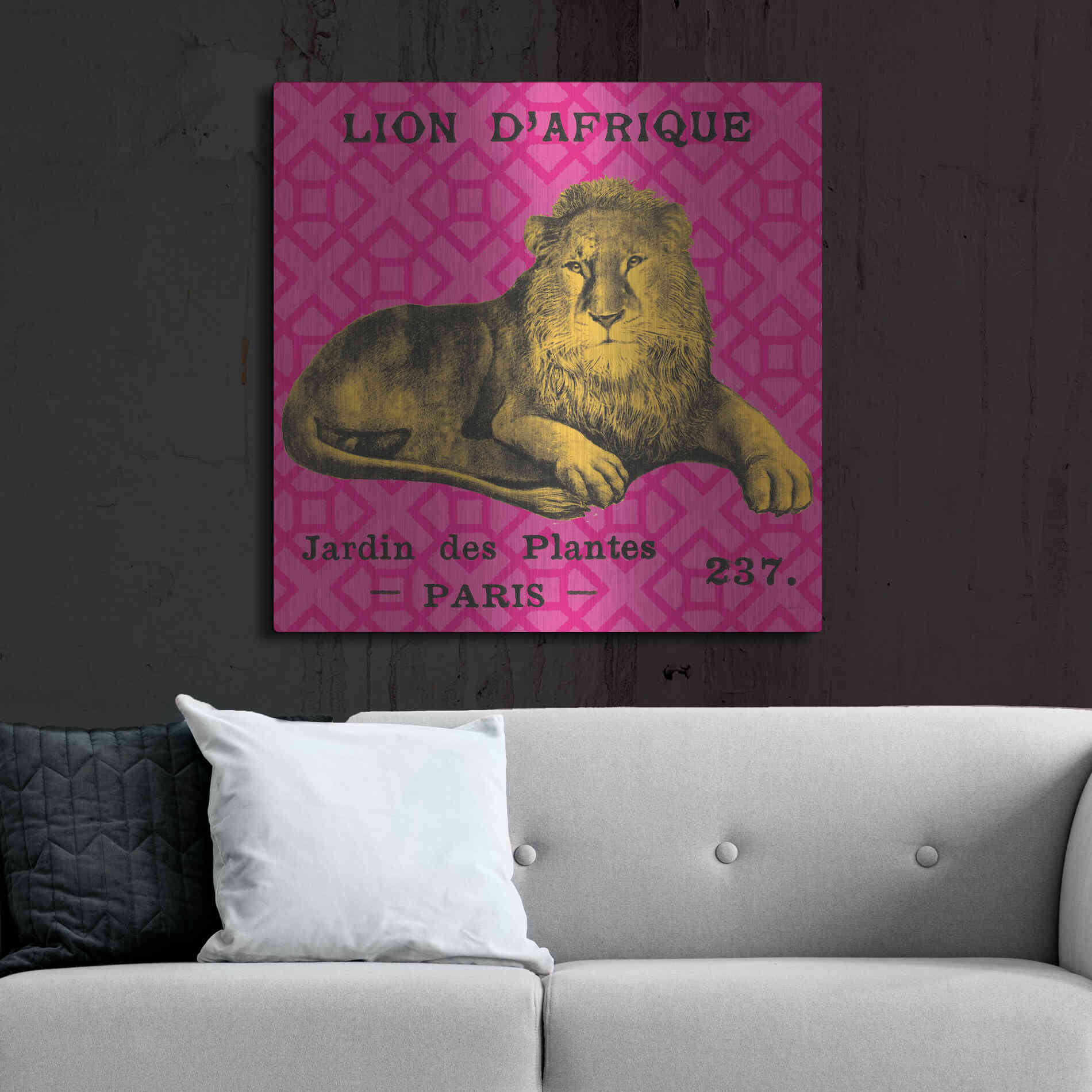 Luxe Metal Art 'Bright Safari Lion' by Sue Schlabach, Metal Wall Art,36x36