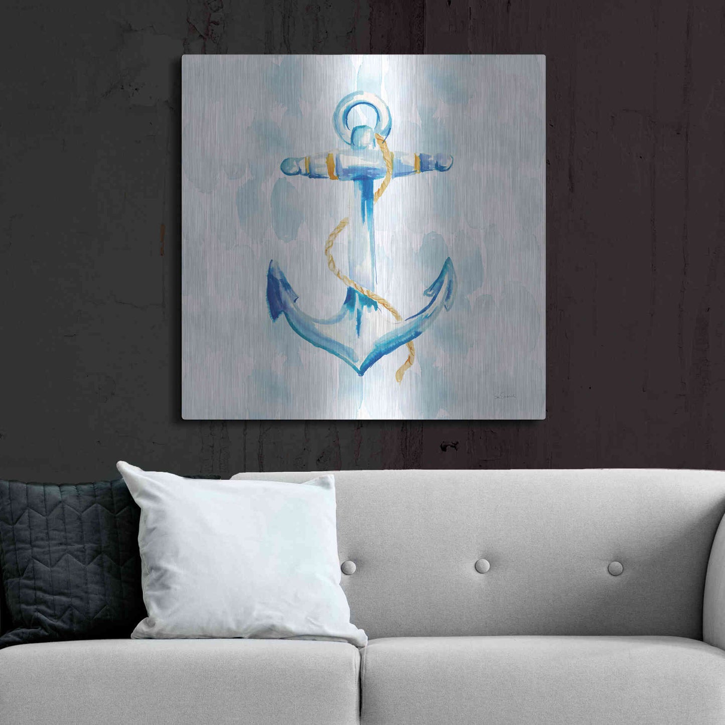 Luxe Metal Art 'Anchor Dots II' by Sue Schlabach, Metal Wall Art,36x36