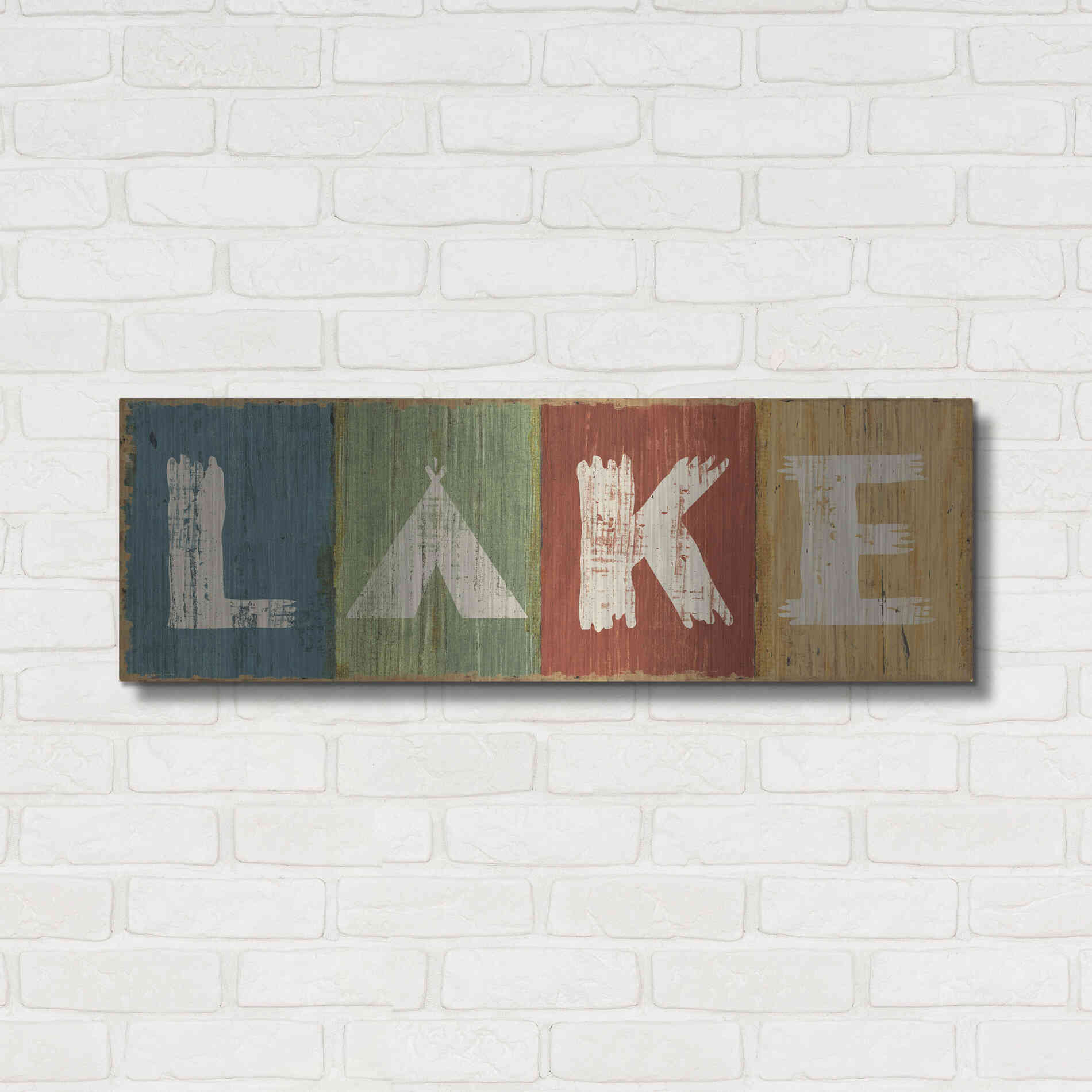 Luxe Metal Art 'Lake Lodge V' by Sue Schlabach, Metal Wall Art,36x12