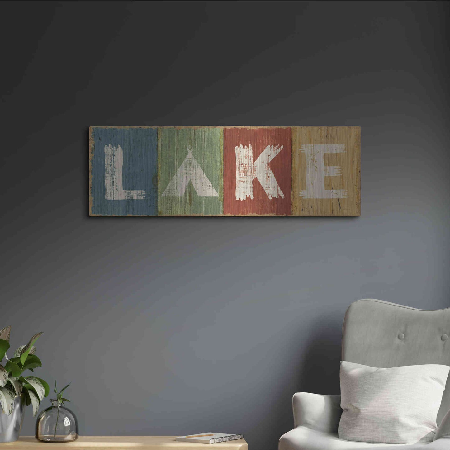 Luxe Metal Art 'Lake Lodge V' by Sue Schlabach, Metal Wall Art,36x12