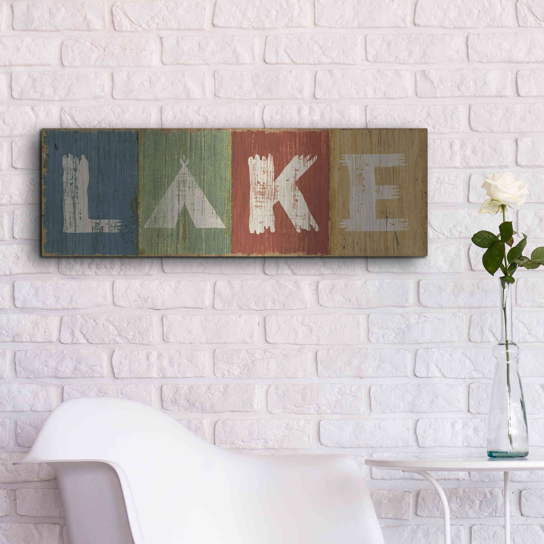 Luxe Metal Art 'Lake Lodge V' by Sue Schlabach, Metal Wall Art,36x12
