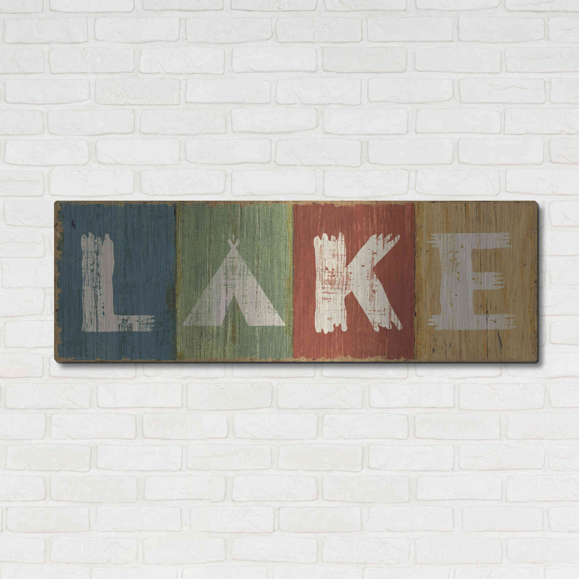 Luxe Metal Art 'Lake Lodge V' by Sue Schlabach, Metal Wall Art,48x16
