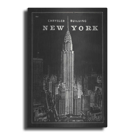 Luxe Metal Art 'Blueprint Map New York Chrysler Building Black' by Sue Schlabach, Metal Wall Art