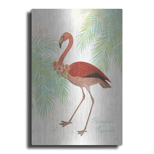 Luxe Metal Art 'Flamingo Tropicale II' by Sue Schlabach, Metal Wall Art