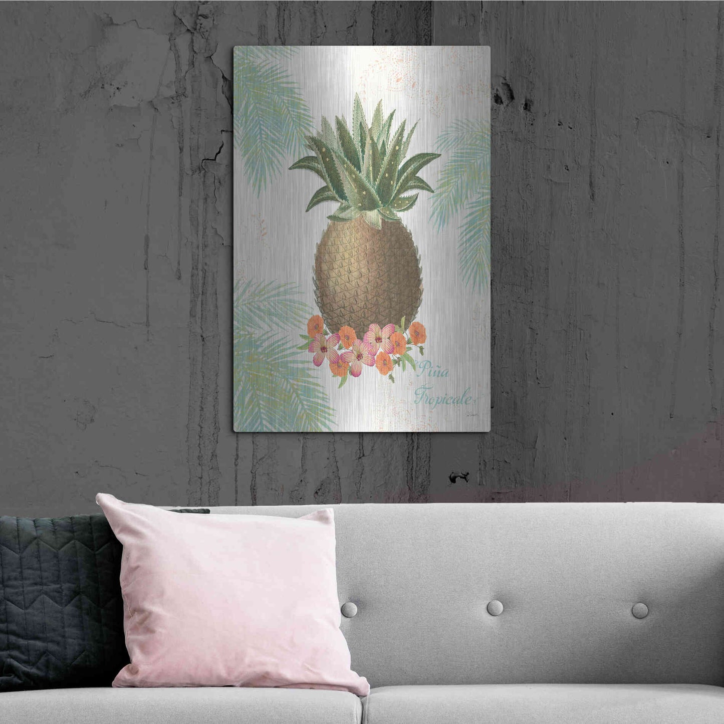 Luxe Metal Art 'Flamingo Tropicale IV' by Sue Schlabach, Metal Wall Art,24x36