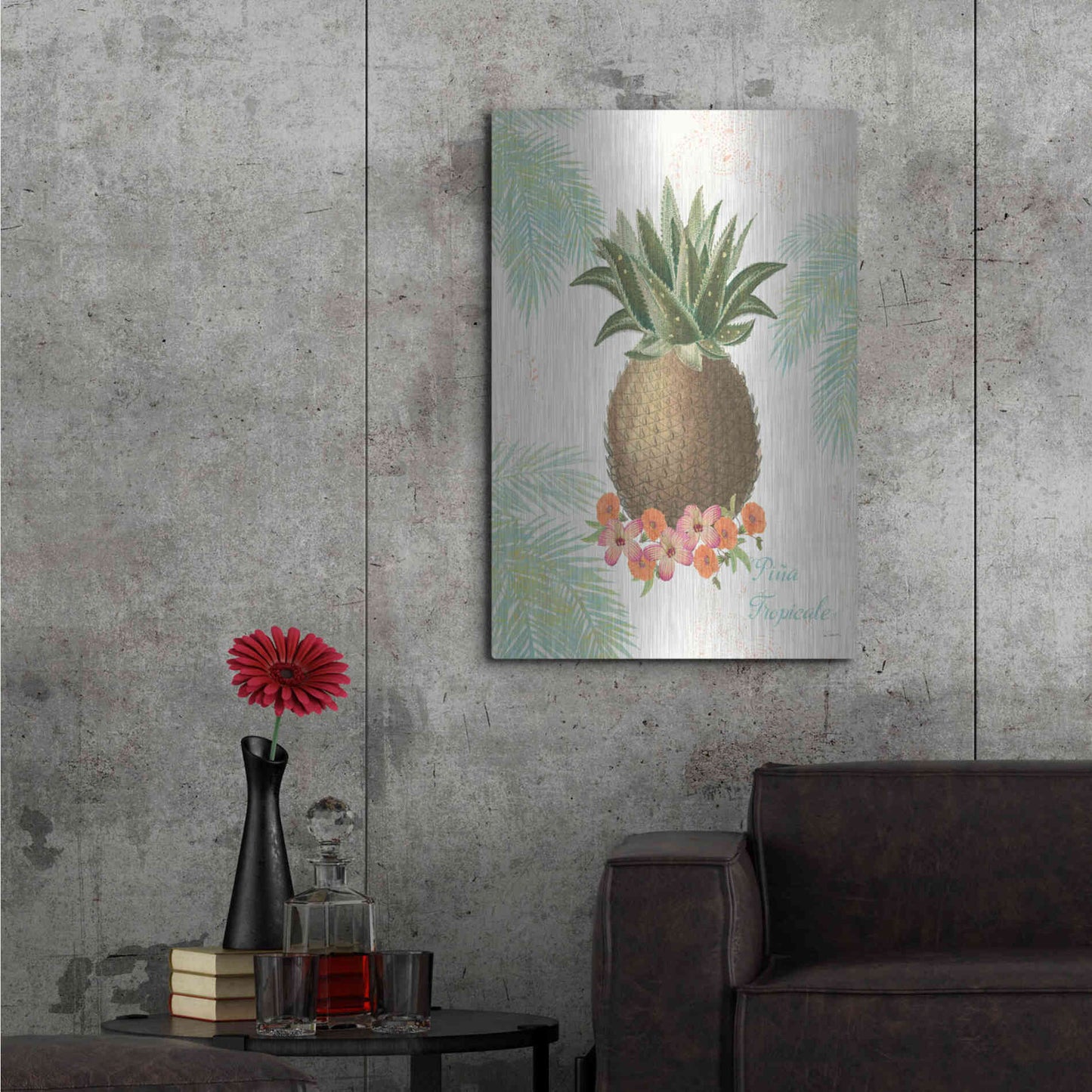 Luxe Metal Art 'Flamingo Tropicale IV' by Sue Schlabach, Metal Wall Art,24x36