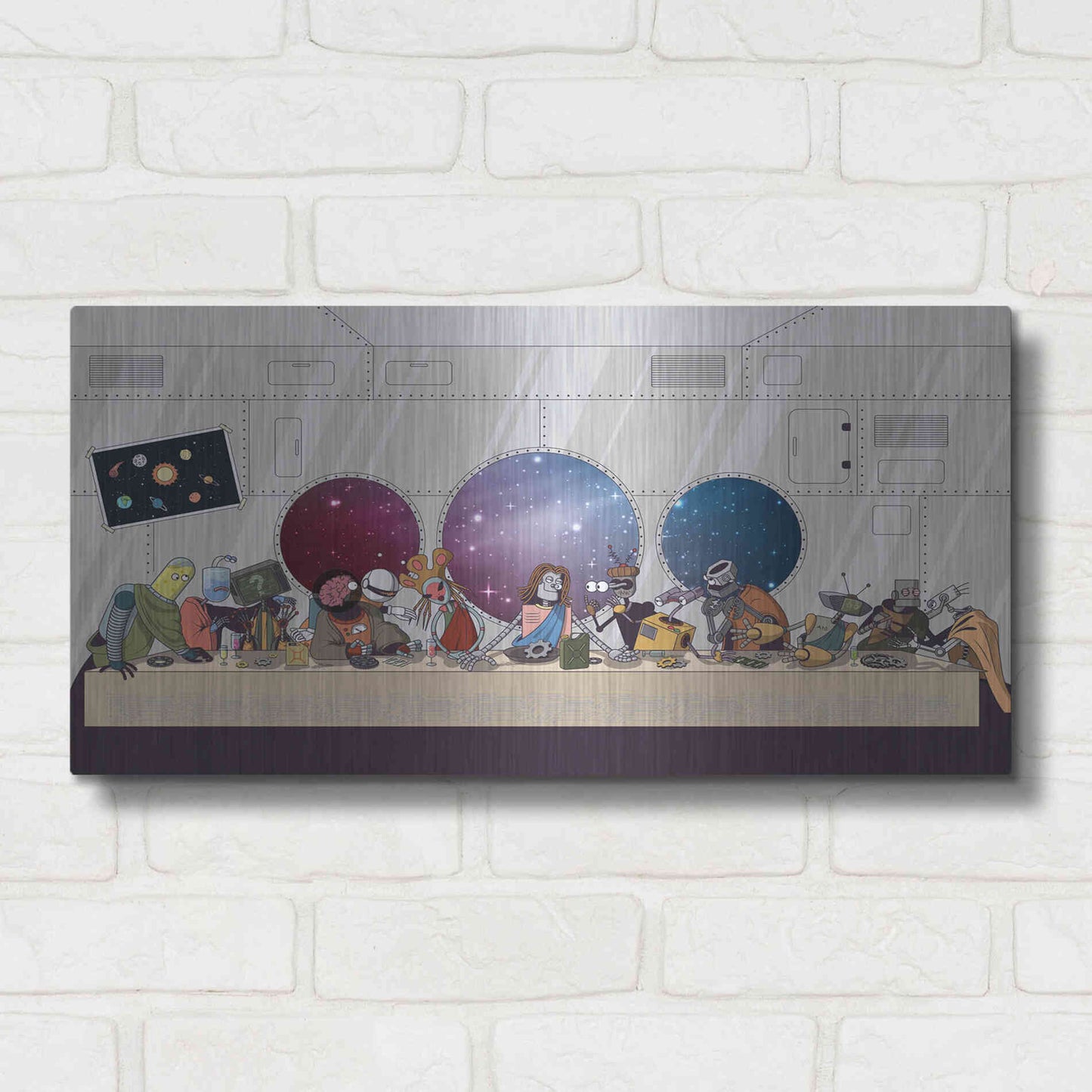 Luxe Metal Art 'The Robot's Last Supper' Metal Wall Art,24x12