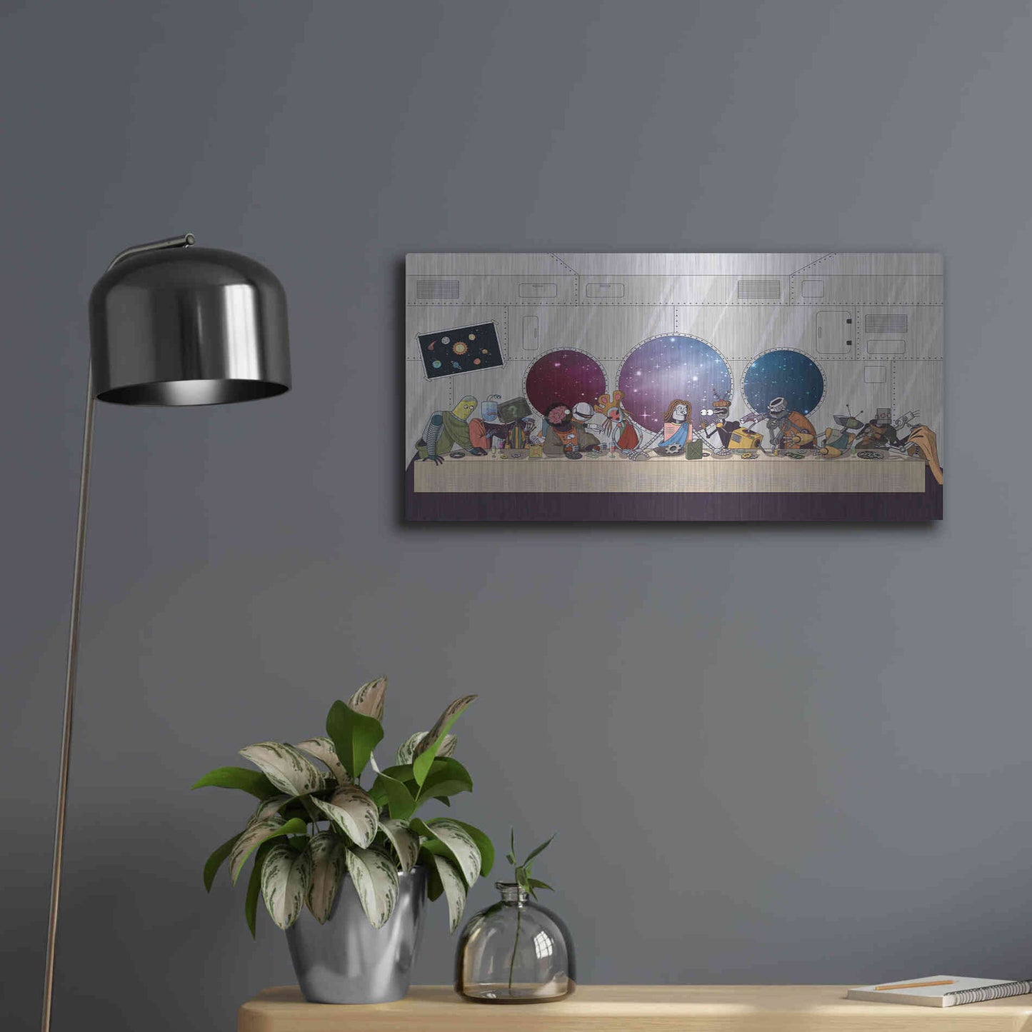 Luxe Metal Art 'The Robot's Last Supper' Metal Wall Art,24x12