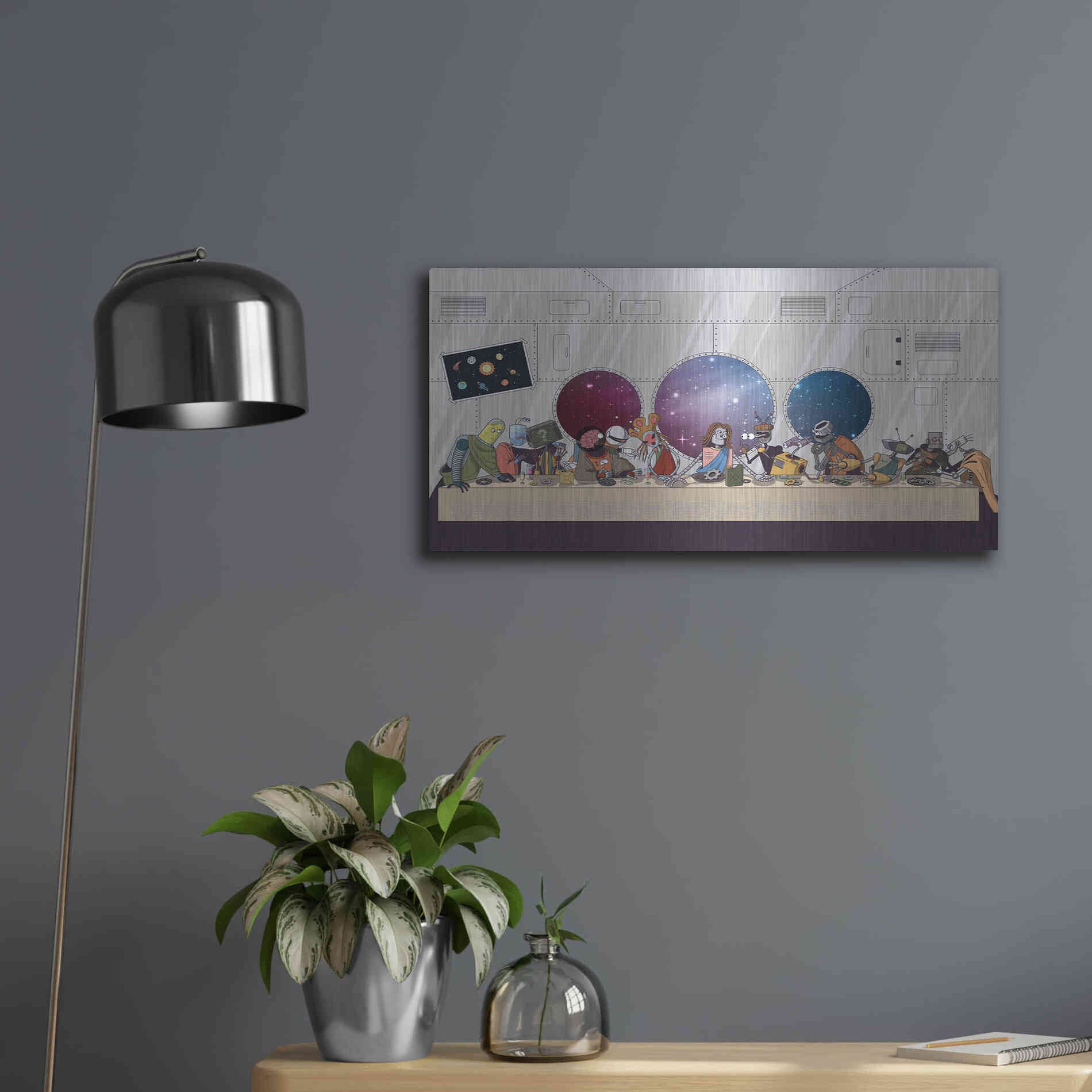 Luxe Metal Art 'The Robot's Last Supper' Metal Wall Art,24x12