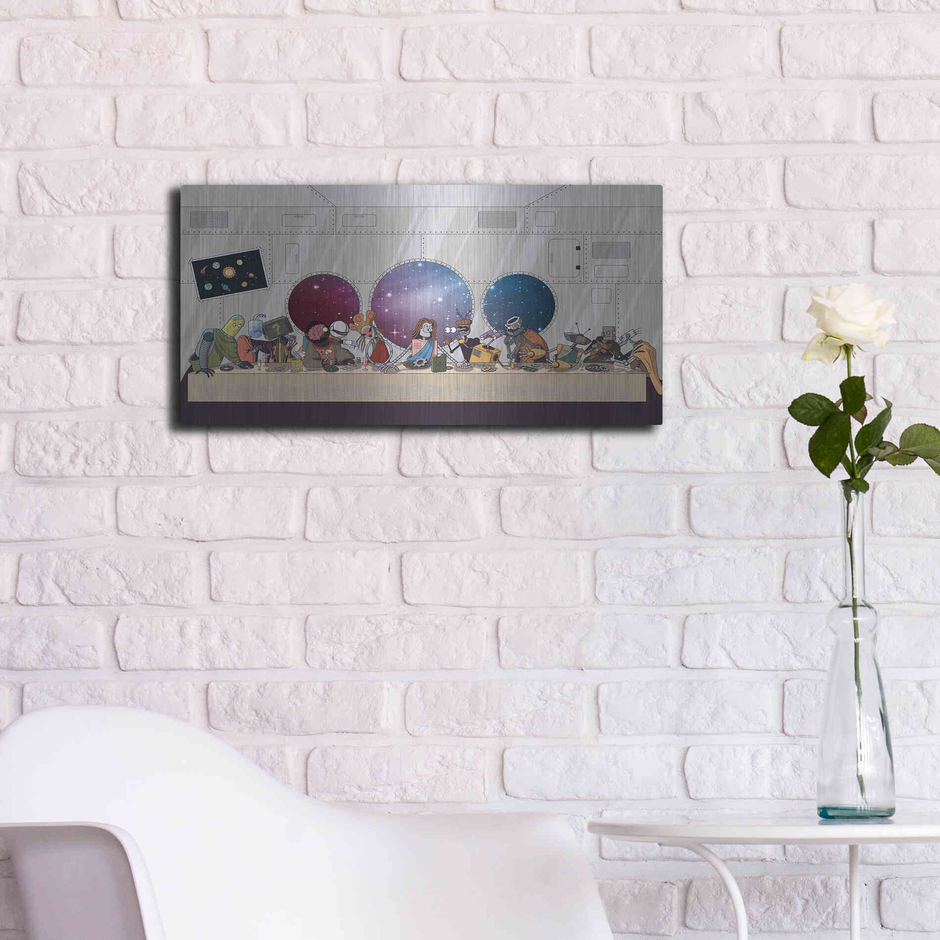 Luxe Metal Art 'The Robot's Last Supper' Metal Wall Art,24x12