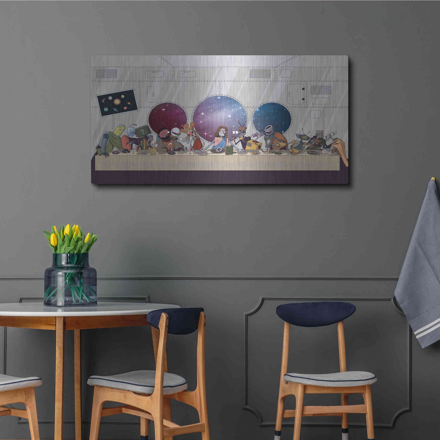 Luxe Metal Art 'The Robot's Last Supper' Metal Wall Art,48x24