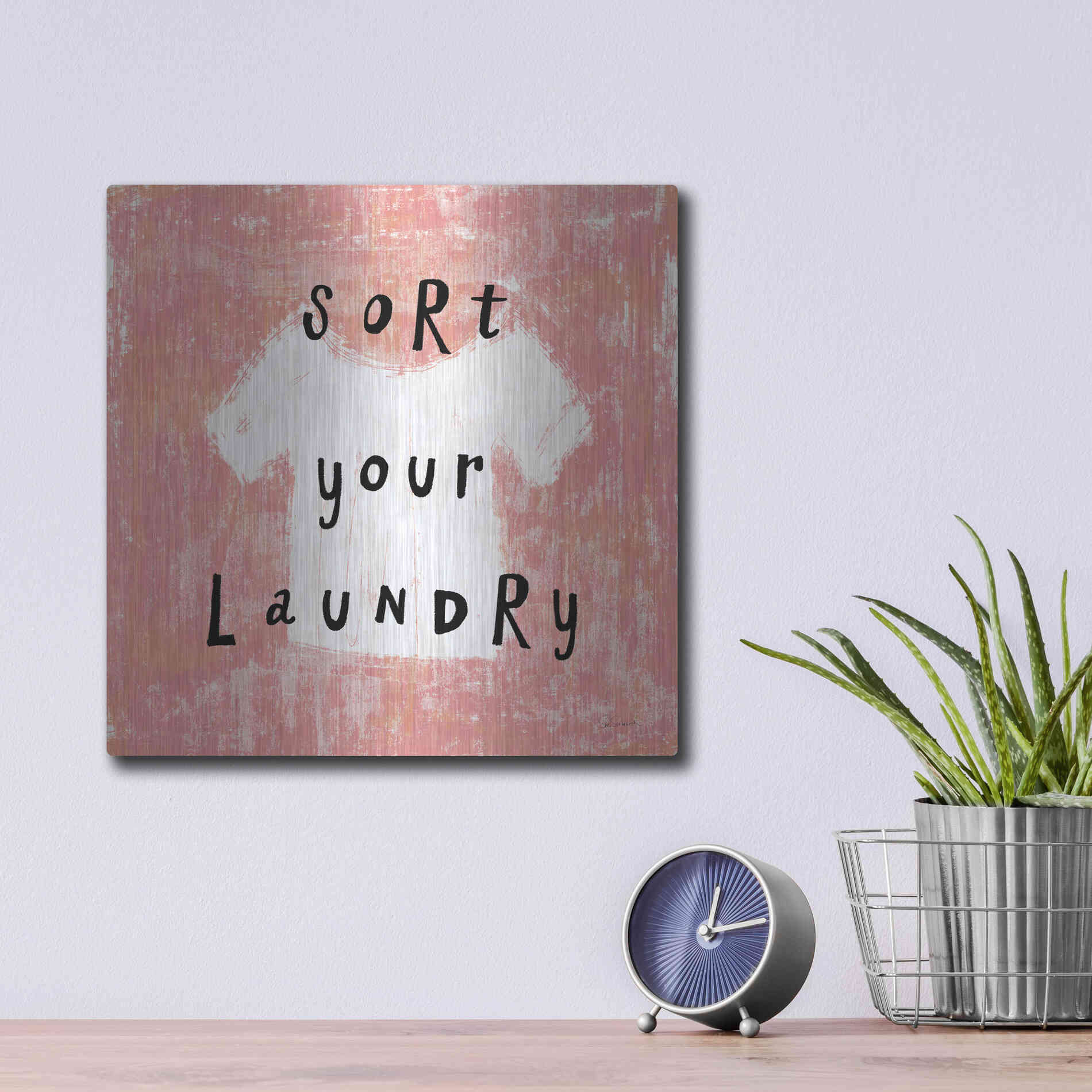 Luxe Metal Art 'Laundry Rules III' by Sue Schlabach, Metal Wall Art,12x12