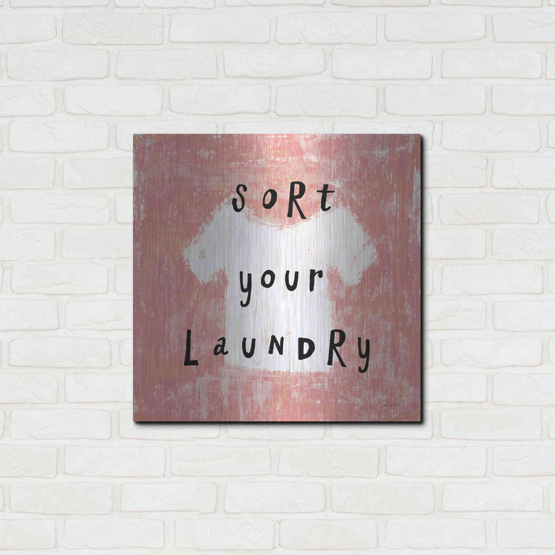 Luxe Metal Art 'Laundry Rules III' by Sue Schlabach, Metal Wall Art,24x24
