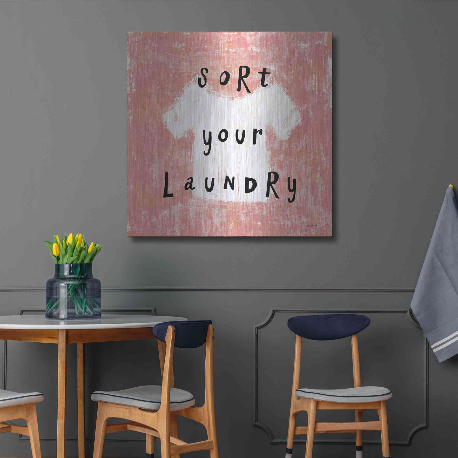 Luxe Metal Art 'Laundry Rules III' by Sue Schlabach, Metal Wall Art,36x36