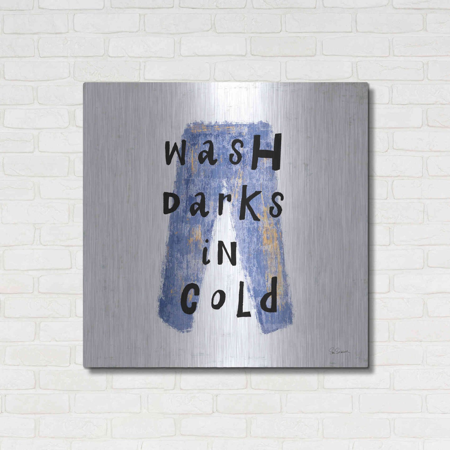 Luxe Metal Art 'Laundry Rules V' by Sue Schlabach, Metal Wall Art,36x36