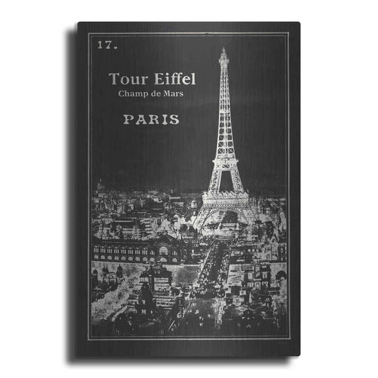 Luxe Metal Art 'Black Blueprint Map Eiffel Tower' by Sue Schlabach, Metal Wall Art