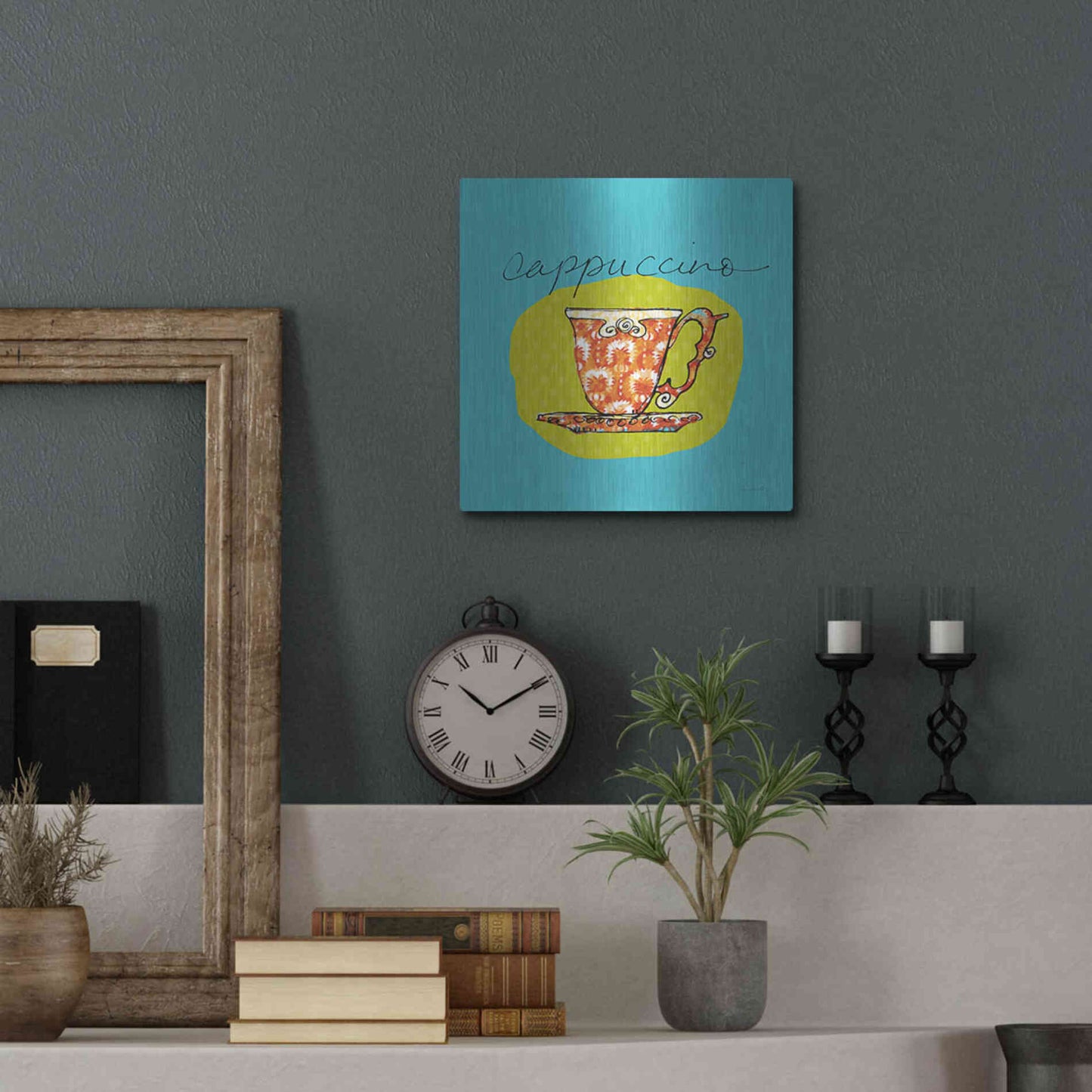 Luxe Metal Art 'Colorful Coffee Cappuccino No Border' by Sue Schlabach, Metal Wall Art,12x12