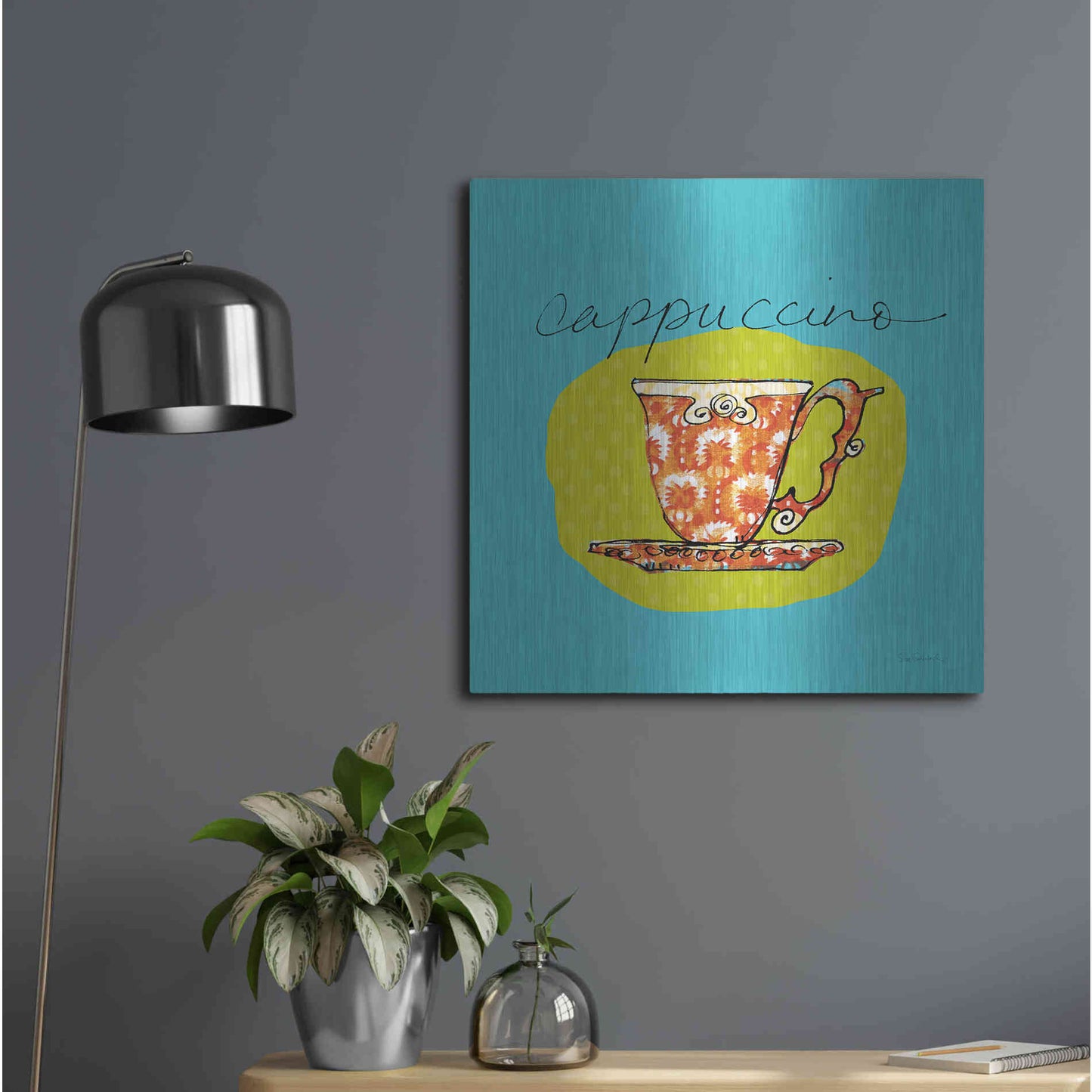 Luxe Metal Art 'Colorful Coffee Cappuccino No Border' by Sue Schlabach, Metal Wall Art,24x24