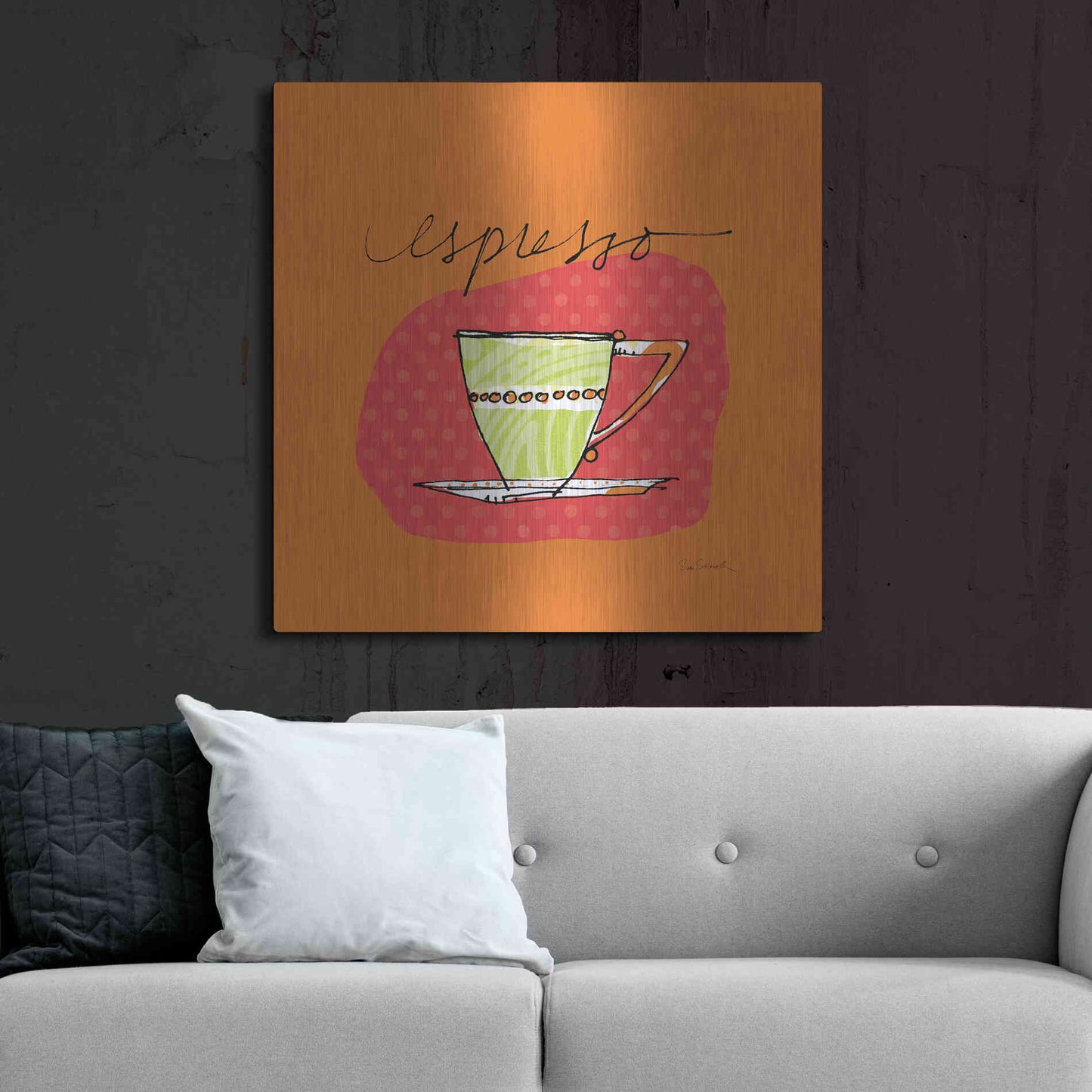 Luxe Metal Art 'Colorful Coffee Espresso No Border' by Sue Schlabach, Metal Wall Art,36x36