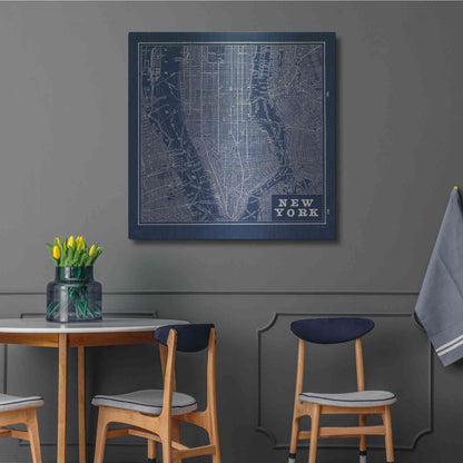 Luxe Metal Art 'Blueprint Map New York Square' by Sue Schlabach, Metal Wall Art,36x36