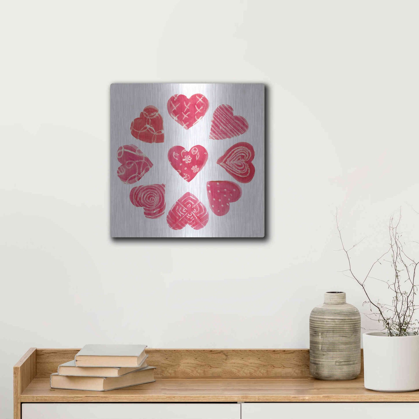 Luxe Metal Art 'Hearts and More Hearts II' by Sue Schlabach, Metal Wall Art,12x12