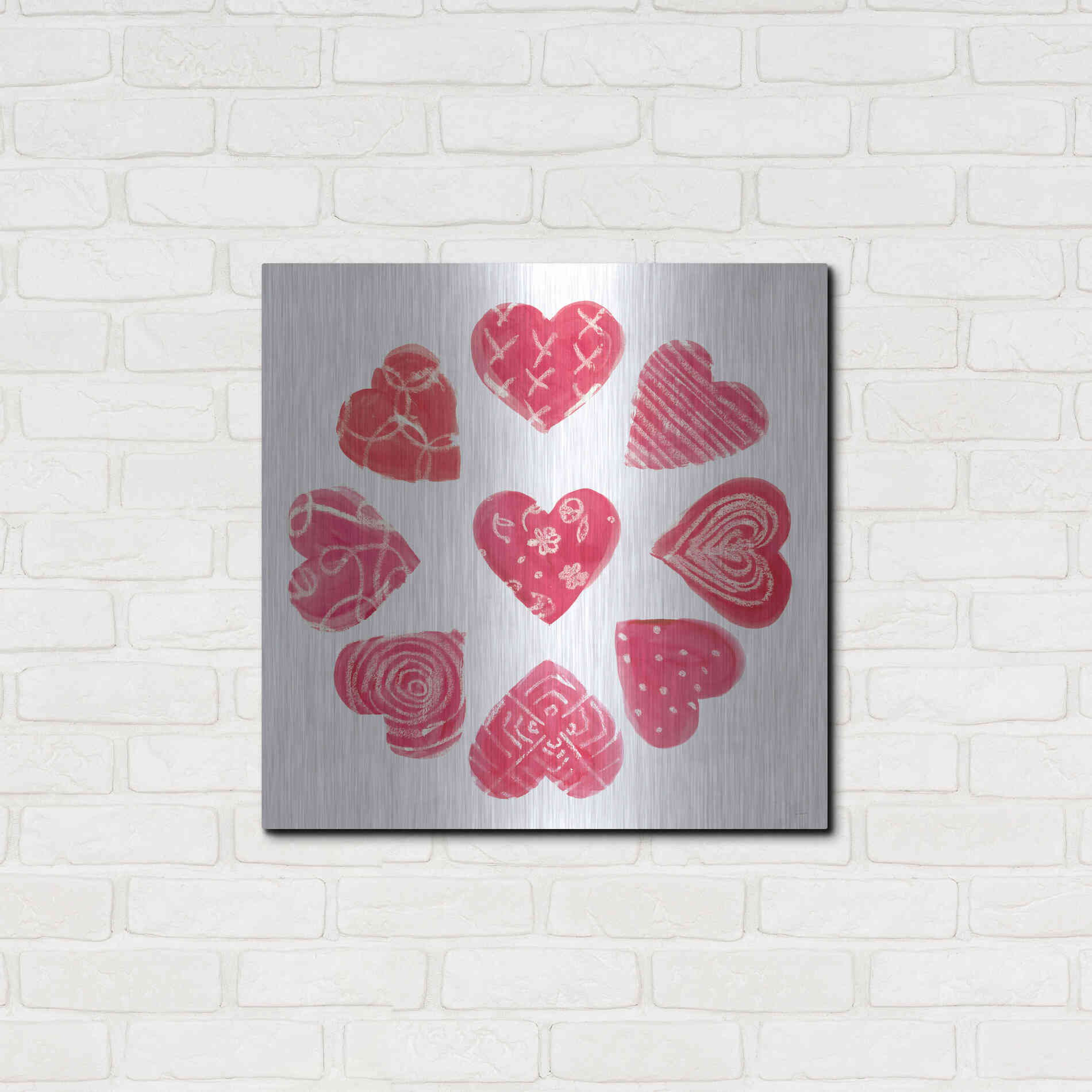 Luxe Metal Art 'Hearts and More Hearts II' by Sue Schlabach, Metal Wall Art,24x24