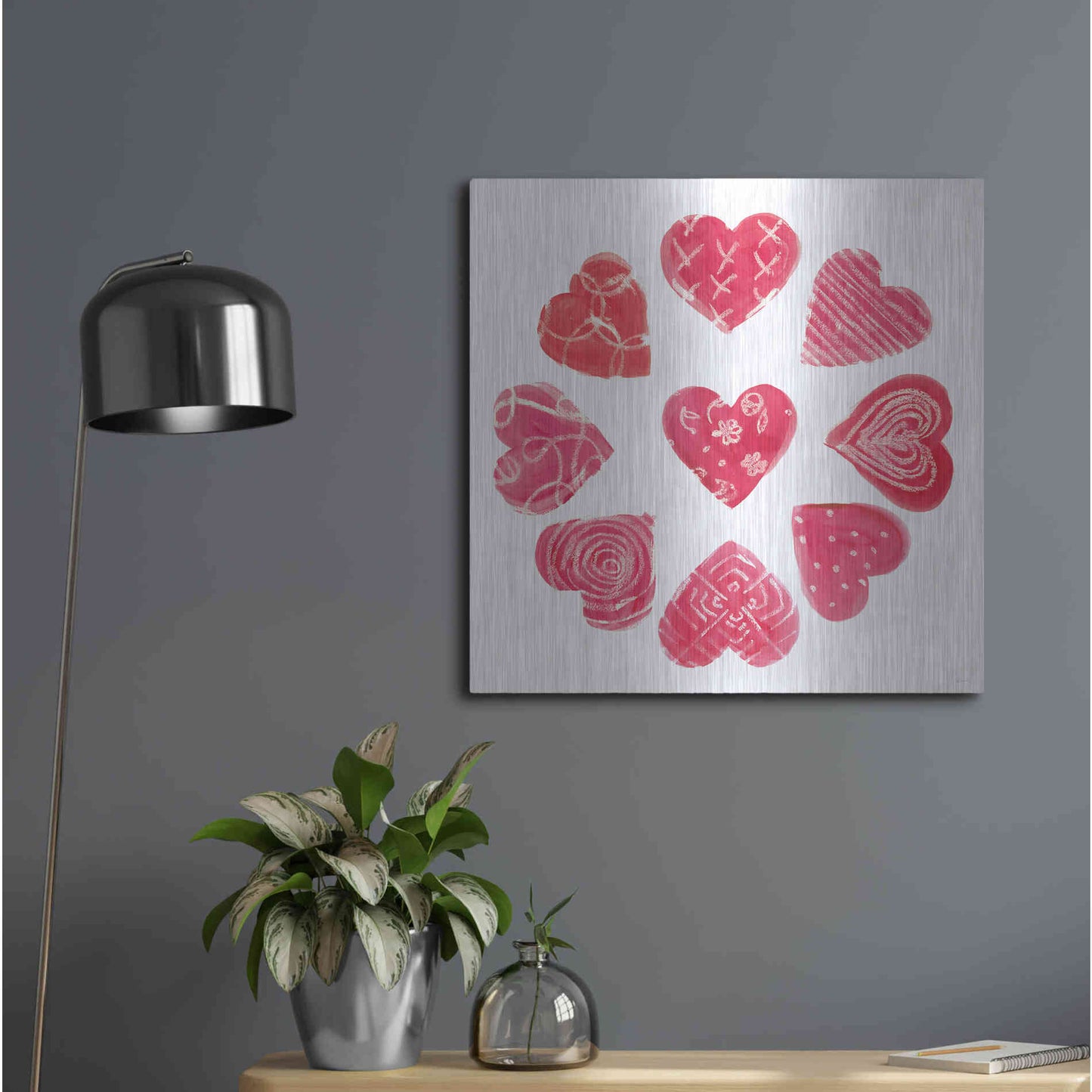 Luxe Metal Art 'Hearts and More Hearts II' by Sue Schlabach, Metal Wall Art,24x24